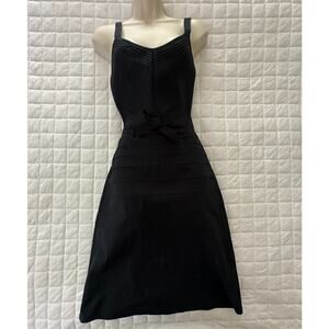 Odille Anthropologie Dress Womens 4 Black Strappy Midi Classic Timeless Cocktail